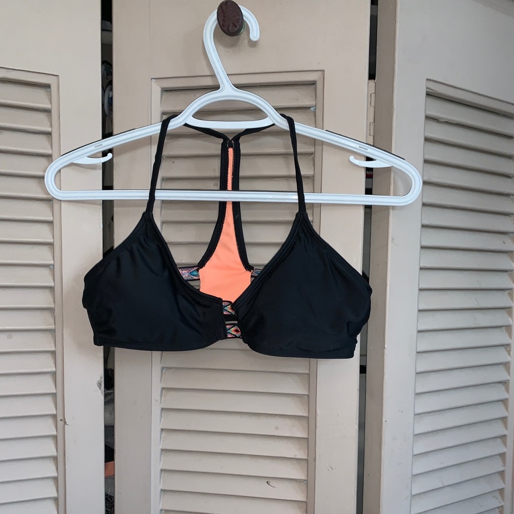 black bikini top with tribal